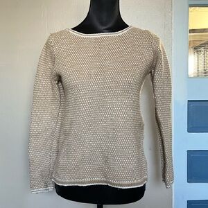 J. Crew Tan and white knit wool blend patterned sweater